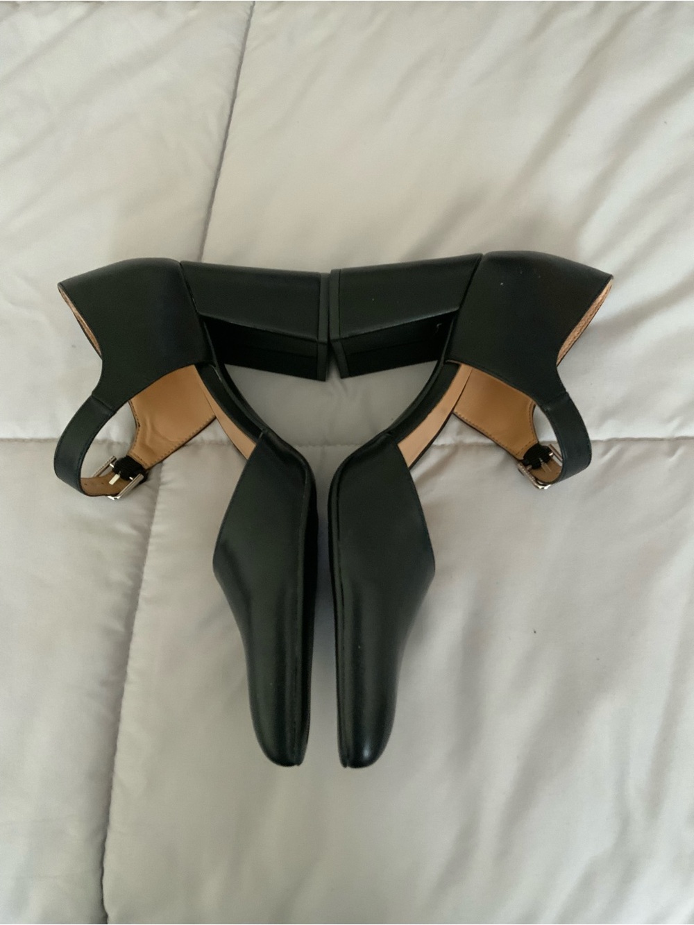 Naturalizer Black Pointed Mary Jane Heels with Ankle Strap - Picture 3 of 9